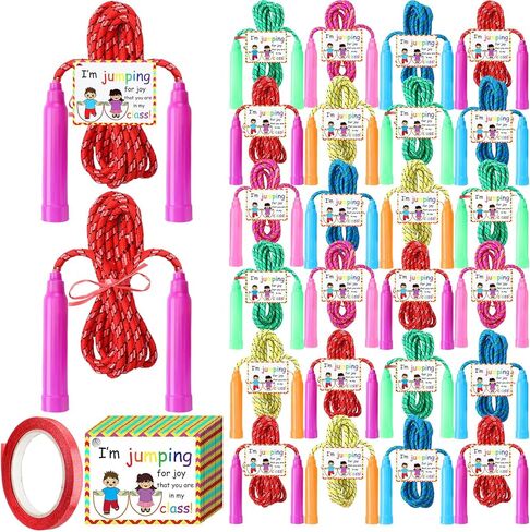 24 Set End of Year Student Gifts for Student from Teacher 7.8 ft Rainbow Adjustable Jump Rope Bulk with 24 Inspirational Cards Graduation Skipping Ropes for Outdoor School Exchange Party Supplies in Saudi Arabia