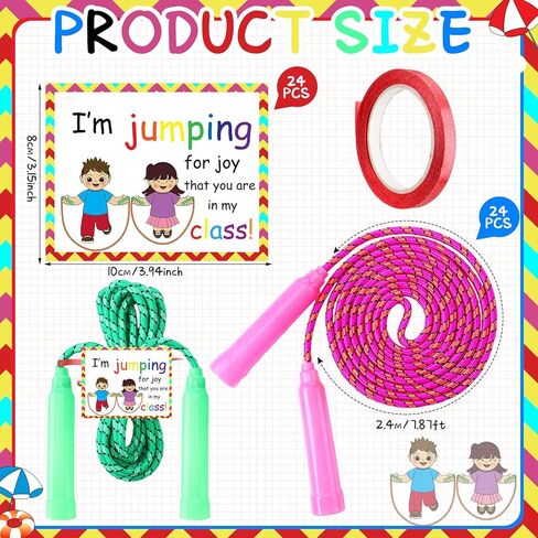 24 Set End of Year Student Gifts for Student from Teacher 7.8 ft Rainbow Adjustable Jump Rope Bulk with 24 Inspirational Cards Graduation Skipping Ropes for Outdoor School Exchange Party Supplies in Saudi Arabia