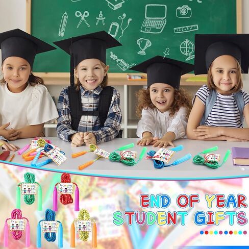 24 Set End of Year Student Gifts for Student from Teacher 7.8 ft Rainbow Adjustable Jump Rope Bulk with 24 Inspirational Cards Graduation Skipping Ropes for Outdoor School Exchange Party Supplies in Saudi Arabia