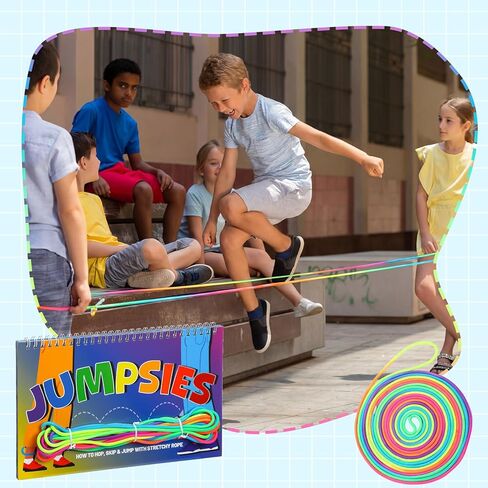 4 Pcs Cats Cradle String and Chinese Jump Rope Set 1.65 M Finger String and 5 M Elastic Jump Rope with 2 Game Instructions Fitness Educational Toys for Outdoor Indoor Play Exercise in Saudi Arabia