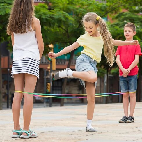 4 Pcs Cats Cradle String and Chinese Jump Rope Set 1.65 M Finger String and 5 M Elastic Jump Rope with 2 Game Instructions Fitness Educational Toys for Outdoor Indoor Play Exercise in Saudi Arabia