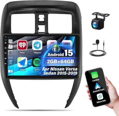 2G+64G Android 13 Car Stereo for Nissan Versa Sedan 2015-2019 Radio Wireless Carplay Android Auto, 10.1" Touchscreen Car Radio GPS Navigation/Mirror Link/Bluetooth/EQ/FM/RDS Radio + Backup Camera&Mic in Saudi Arabia