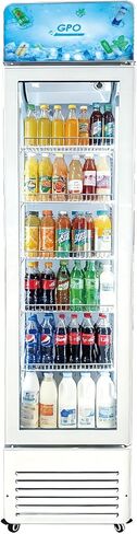 Beverage Refrigerator, 5.5 cuft Slim Upright Commercial Display Cooler with LED Lighting&U shape canopy&Glass Door Merchandiser Cooler, ETL, for Apartment, Shop, Restaurant in Saudi Arabia