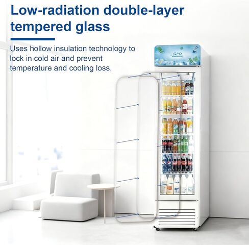 Beverage Refrigerator, 5.5 cuft Slim Upright Commercial Display Cooler with LED Lighting&U shape canopy&Glass Door Merchandiser Cooler, ETL, for Apartment, Shop, Restaurant in Saudi Arabia
