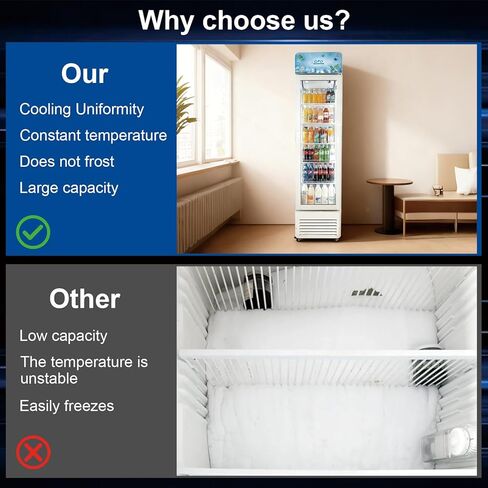 Beverage Refrigerator, 5.5 cuft Slim Upright Commercial Display Cooler with LED Lighting&U shape canopy&Glass Door Merchandiser Cooler, ETL, for Apartment, Shop, Restaurant in Saudi Arabia
