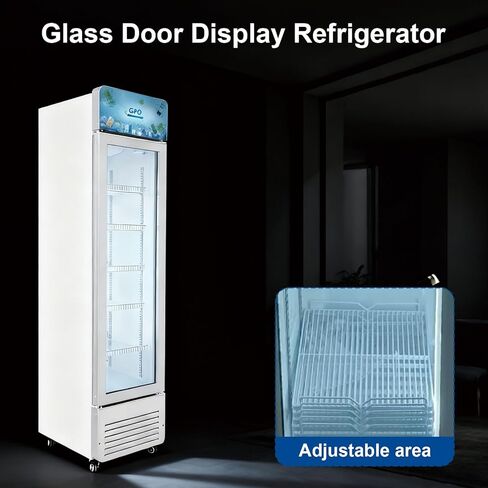 Beverage Refrigerator, 5.5 cuft Slim Upright Commercial Display Cooler with LED Lighting&U shape canopy&Glass Door Merchandiser Cooler, ETL, for Apartment, Shop, Restaurant in Saudi Arabia