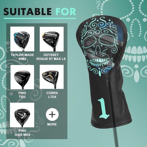 Skull Club Covers, Driver Headcover, 3 5 Fairway Wood Cover, Hybrid Headcovers, Golf Accessories Club Protection for Women Men Golfer in Saudi Arabia