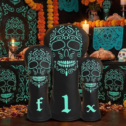 Skull Club Covers, Driver Headcover, 3 5 Fairway Wood Cover, Hybrid Headcovers, Golf Accessories Club Protection for Women Men Golfer in Saudi Arabia
