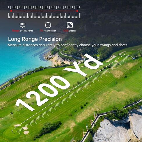 Golf Rangefinder with Slope, 1200Yd Precision Laser Range Finder, 7X Zoom Flag Lock Vibration Rangefinder, Magnetic Cart Mount, USB-C Rechargeable, IP54 Weather Resistant, (Class 1 Laser ≤5mW) in Saudi Arabia