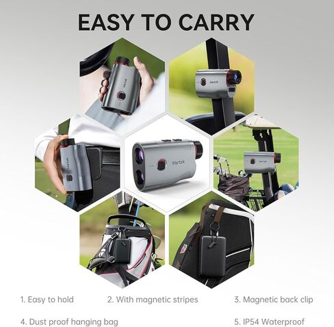 Golf Rangefinder with Slope, 1200Yd Precision Laser Range Finder, 7X Zoom Flag Lock Vibration Rangefinder, Magnetic Cart Mount, USB-C Rechargeable, IP54 Weather Resistant, (Class 1 Laser ≤5mW) in Saudi Arabia