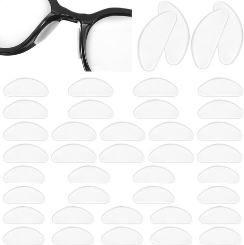 Mabor 40 Pcs D-Shaped Silicone Anti-Slip Nose Pads - Adhesive Eyeglass Nose Grips, Clear, for Plastic Frames & Glasses in Saudi Arabia