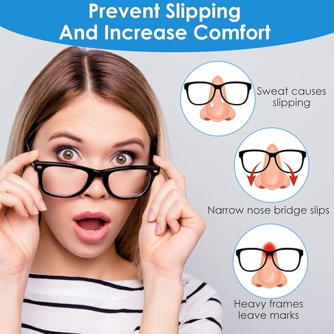 Mabor 40 Pcs D-Shaped Silicone Anti-Slip Nose Pads - Adhesive Eyeglass Nose Grips, Clear, for Plastic Frames & Glasses in Saudi Arabia