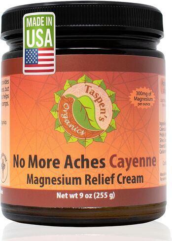 Taspen's Organics Magnesium No More Aches Cayenne Relief Cream – Pain, Tension & Nerve Comfort – Muscle Relief – Warming with Cayenne, Ginger, Arnica & St. John's Wort – Topical Fast Relief (1.7 oz) in Saudi Arabia