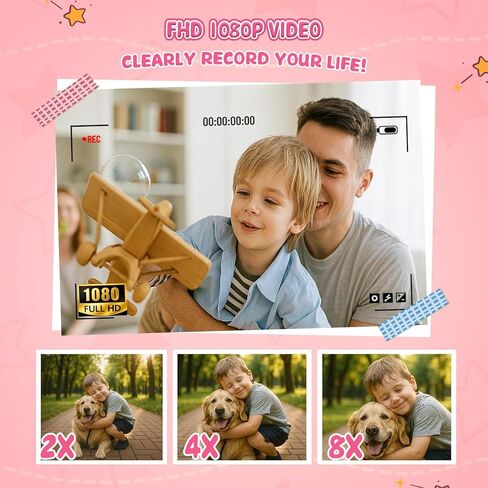 Kids Digital Camera FHD 1080P Digital Camera for Kid with 32GB Card,2'' Flip 180 ° Screen with Support for Selfie Vlog Cam,Compact Camera with Flash,Birthday for Kids Boys Girls. in Kuwait