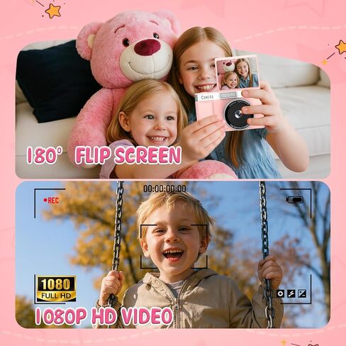 Kids Digital Camera FHD 1080P Digital Camera for Kid with 32GB Card,2'' Flip 180 ° Screen with Support for Selfie Vlog Cam,Compact Camera with Flash,Birthday for Kids Boys Girls. in Kuwait