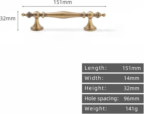 الرجعية الصلبة العتيقة النحاس درج مقبض طويل دسم نمط خزانة سحب 1 قطعة (3-L-151mm-96mm) in Kuwait