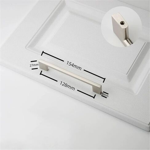 خزائن مقابض أسود فضي أثاث المطبخ درج خزانة تسحب خزائن الملابس 1 قطعة (Silver-C128mm) in Kuwait