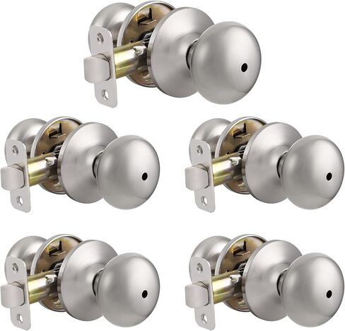 Probrico Keyless Privacy Door Knobs Bedroom Bathroom Locking Door Knob, Brushed Nickel Door Knob with Lock, No Key, Modern Flat Ball Interior Door Handles 10 Pack in Kuwait