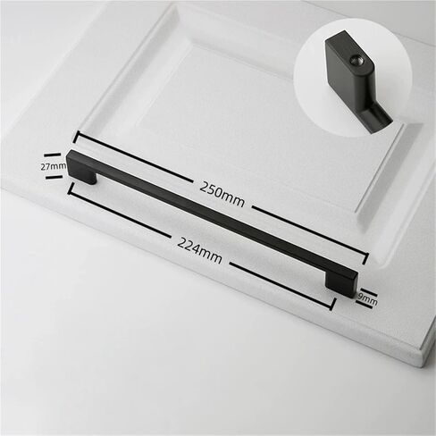 خزائن مقابض أسود فضي أثاث المطبخ درج خزانة تسحب خزائن الملابس 1 قطعة (Black-C224mm) in Kuwait