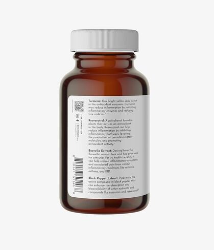 JUST Ingredients Turmeric Complex Supplement Organic Turmeric Extract with Resveratrol, Boswellia & Black Pepper Supports Joint Comfort, Antioxidant & Inflammatory Response 60 Capsules in Kuwait