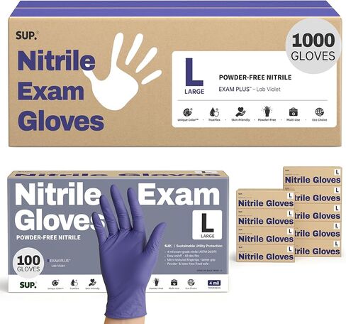 SUP Nitrile Exam Gloves, Powder-Free Latex-Free Food Safe Disposable Glove for Medical Cooking Cleaning, Lab Violet 1000 Ct in Kuwait