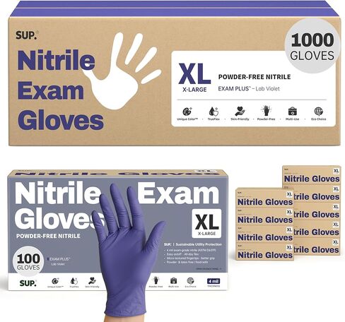 SUP Nitrile Exam Gloves, Powder-Free Latex-Free Food Safe Disposable Glove for Medical Cooking Cleaning, Lab Violet 1000 Ct in Saudi Arabia