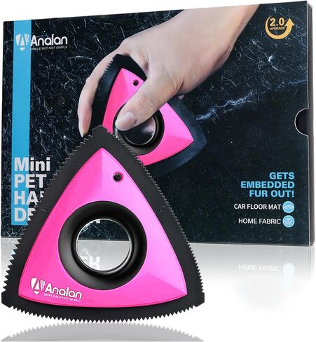 Analan Mini Pet Hair Remover for Car Detailing Supplies, Carpet Dog Hair Remover for Car Interior, Triangle Dog Hair Remover for Auto Detailing, Couch, Furniture, Lint, Carpet (Jet Black) in Kuwait
