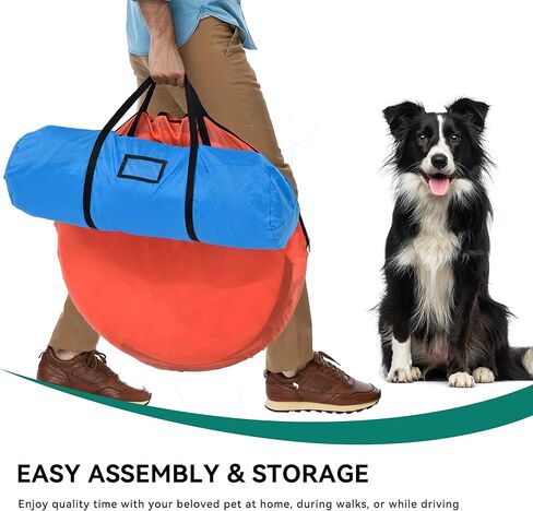 DWVO Dog Agility Accessories Kit: Comprises of a Teaser Pole, 2 Hurdles, 3 Flying Discs, 6 Weaving Poles, Agility Tunnel, Pause Box, Full Set of Agility Equipment for Backyard Indoors Outdoors in Saudi Arabia