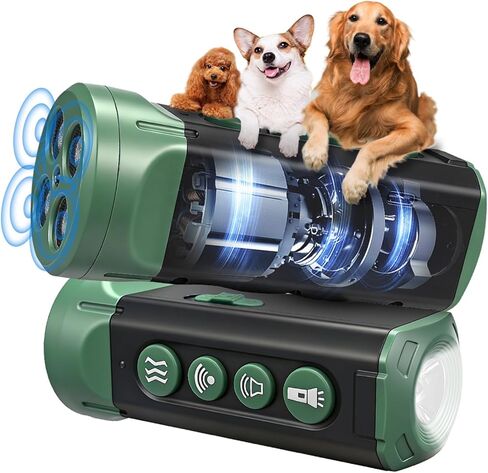 BOKKY 6-in-1 Anti Barking Device for Dogs with 3X Sonic Emitters Convertible Waterproof Dog Bark Deterrent of 4 Ultrasonic Heads Up to 32FT Long - Safe for Dogs Training - Indoor & Outdoor in Kuwait