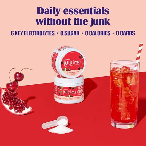 Ultima Replenisher Daily Electrolyte Powder Drink Mix – Sugar Free – Cherry Pomegranate, 30 Servings – Hydration Powder with 6 Electrolytes and Trace Minerals – Keto Friendly, Vegan, Non-GMO in Saudi Arabia