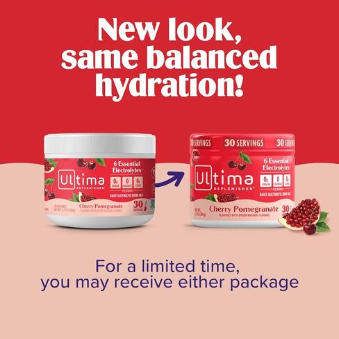 Ultima Replenisher Daily Electrolyte Powder Drink Mix – Sugar Free – Cherry Pomegranate, 30 Servings – Hydration Powder with 6 Electrolytes and Trace Minerals – Keto Friendly, Vegan, Non-GMO in Saudi Arabia