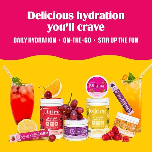 Ultima Replenisher Daily Electrolyte Powder Drink Mix – Sugar Free – Cherry Pomegranate, 30 Servings – Hydration Powder with 6 Electrolytes and Trace Minerals – Keto Friendly, Vegan, Non-GMO in Saudi Arabia