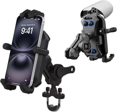 MFGZD Motorcycle Rear View Mirror Phone Mount, 360° Rotatabe Moto Bike Phone Mount with Vibration Dampener for 4.8-7" Smartphones and Motorcycle ATV Scooter Bike Stroller (Mirror Mount) in Kuwait