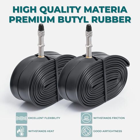 قطعتان، أنابيب دراجة ممتازة 26X1.75/1.90/1.95/2.0/2.10/2.125، متوافقة مع إطارات الدراجة 26x1.75 إلى 2.125، مع صمام C4E-40L، مطاط البوتيل، تستخدم للدراجات الجبلية والطراد والمدينة والطرق in Kuwait
