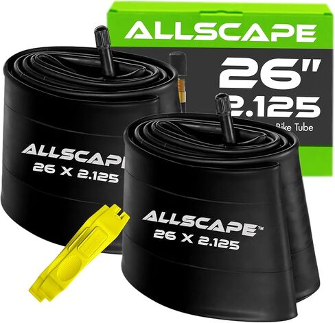 أنابيب داخلية للدراجة مقاس 26 بوصة HEB 26 × 1.75، 1.95، 2.10، 2.125 - أنابيب دراجة مطاطية بوتيل مع صمام شريدر - متوافقة مع دراجات كروزر والجبل والمدينة والأطفال - مجموعة من 2 in Kuwait