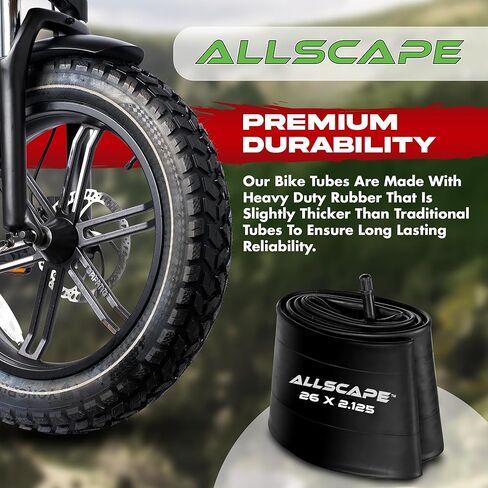 أنابيب داخلية للدراجة مقاس 26 بوصة HEB 26 × 1.75، 1.95، 2.10، 2.125 - أنابيب دراجة مطاطية بوتيل مع صمام شريدر - متوافقة مع دراجات كروزر والجبل والمدينة والأطفال - مجموعة من 2 in Kuwait