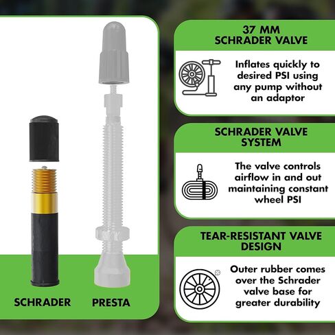 أنابيب داخلية للدراجة مقاس 26 بوصة HEB 26 × 1.75، 1.95، 2.10، 2.125 - أنابيب دراجة مطاطية بوتيل مع صمام شريدر - متوافقة مع دراجات كروزر والجبل والمدينة والأطفال - مجموعة من 2 in Kuwait