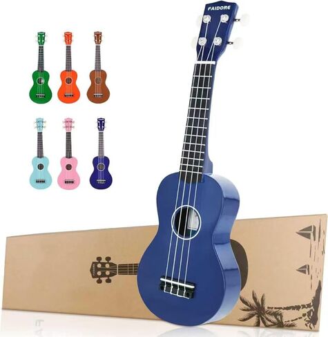 سوبرانو القيثارة 21 بوصة الزيزفون القيثارة للمبتدئين أربعة سلاسل الغيتار هاواي القيثارة للبالغين المراهقين (البني) in Kuwait