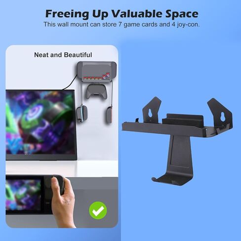 Wall Mount for 2, and OLED Console with 7 Game Card Holders and Controller Organizer, Fit for TV Surrounding Storage in Saudi Arabia