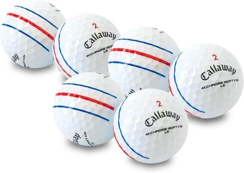 24 كرة جولف معاد تدويرها لمسار Callaway Chromesoft X LS الثلاثي - كرات جولف مستعملة بحالة النعناع 5A - تتضمن حقيبة شبكية - 24 عبوة، بيضاء in Kuwait