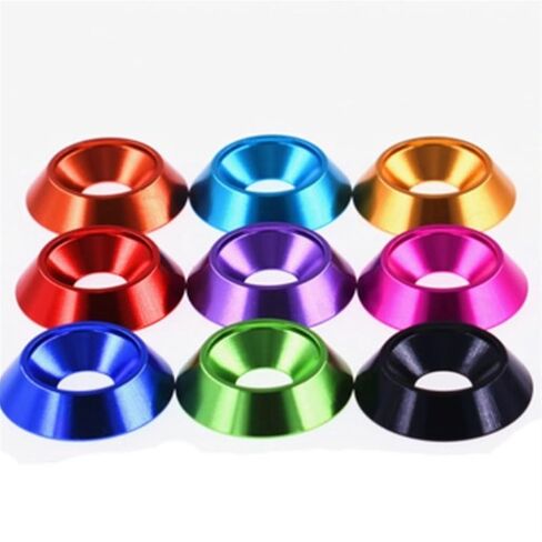Qinlu-Washers M3 M4 M5 M6 M8 Aluminum Colorful Countersunk Umbrella Flat Head Screw Concave Conical Decorative Groove Washer, 5-10pcs, for Factories Repair(M3 10PCS,Pink) in Saudi Arabia