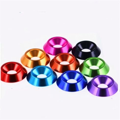 Qinlu-Washers M3 M4 M5 M6 M8 Aluminum Colorful Countersunk Umbrella Flat Head Screw Concave Conical Decorative Groove Washer, 5-10pcs, for Factories Repair(M3 10PCS,Pink) in Saudi Arabia
