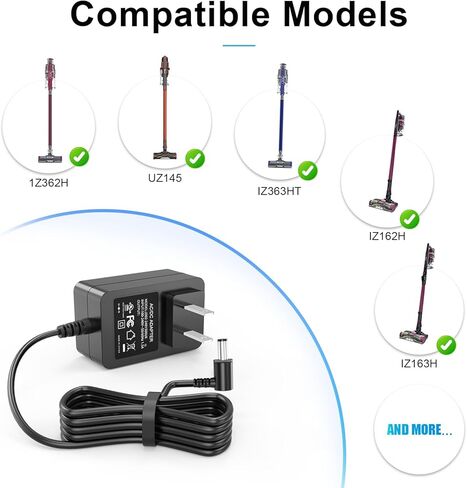 24.8 فولت لشاحن القرش اللاسلكي، متوافق مع Shark Rocket Pet Pro DK33-248080H-U IZ140 IX140 IX141 IX141H IX140H IZ142 UZ145 IZ162H IZ163H IZ362H WZ140 XSBT620 XSBT600 مكنسة كهربائية لاسلكية in Kuwait