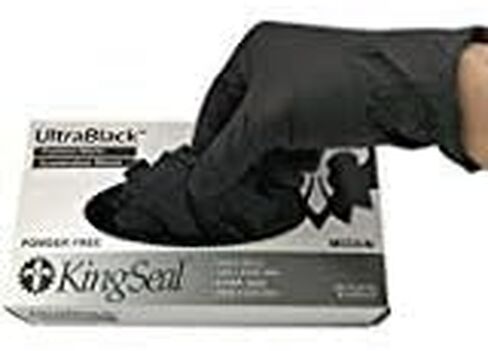 Kingseal 1000 Count UltraBlack Dloves ، الصف الطبي ، خالي من المسحوق ، حجم كبير ، 4 مل ، أطراف أصابع ، مصنوعة في ماليزيا - 10 صناديق من 100 قفازات in Kuwait