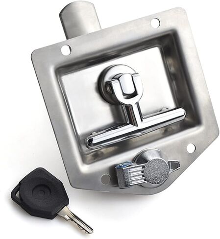 Trailer Door Latch T-Handle Lock Highly Polished Stainless Steel Keys with Gasket - Folding T Handle Latch RV Camper Truck 1Pcs in Saudi Arabia