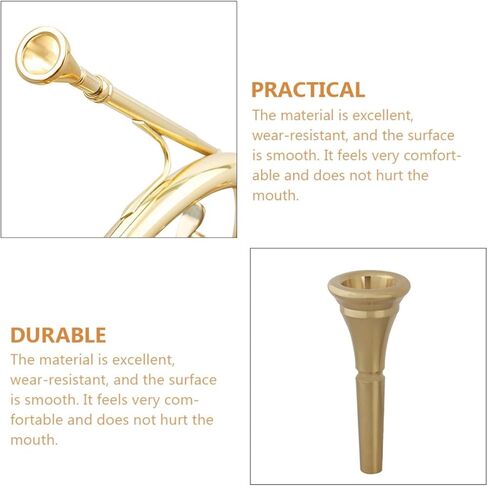 Mobestech Copper French Horn Mouthpiece Replacement Brass Instrument Accessory Gold Tone Horn Mouthpiece for Musical Instruments Compatible and Performers in Saudi Arabia