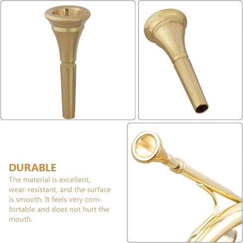 Mobestech Copper French Horn Mouthpiece Replacement Brass Instrument Accessory Gold Tone Horn Mouthpiece for Musical Instruments Compatible and Performers in Saudi Arabia