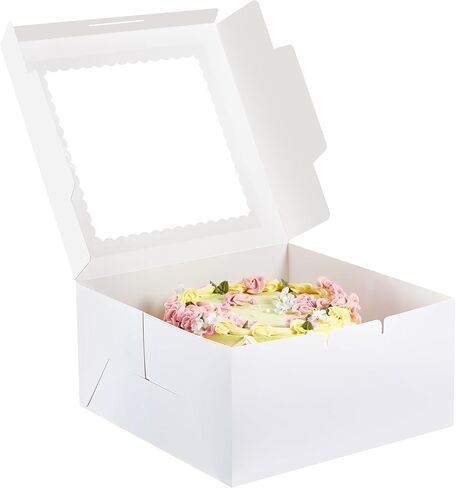 Kootek 24pcs Cake Boxes with Window, 10 x 10 x 5 Inches Bakery Boxes Treat Cookie Dessert Boxes Pastry Box for Cake, Chocolate Covered Strawberries, Cupcakes, Donuts, Baked Goods in Kuwait