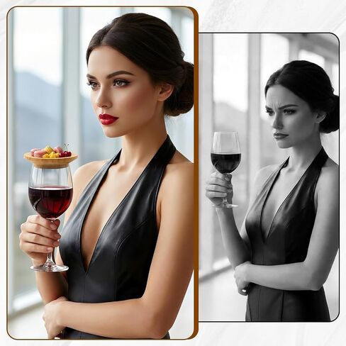 2PCS 4 Inch Wine Glass Charcuterie Topper, Natural Bamboo Cup Lid for Wine Glass Drinks, Mini Charcuterie Plate for Appetizers and Snacks at Parties, Restaurants and Bars (Size 10 x 10 cm) in Saudi Arabia