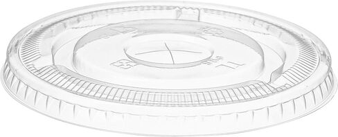 [50 Count] Crystal Clear PET Plastic Flat lids Fits 14, 16, 20, & 24 oz Cups With 98 Diameter for Iced Coffee, Milkshake, Slurpee, Ice cream, Razzle, Slush, Smoothie, Party's, in Kuwait
